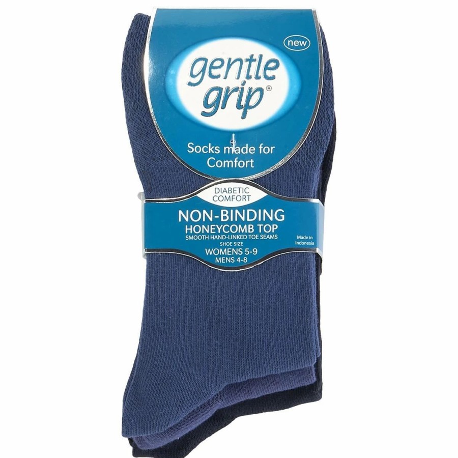 * Basics Womens Gentle Grip Cotton Diabetic Crew Socks Basics