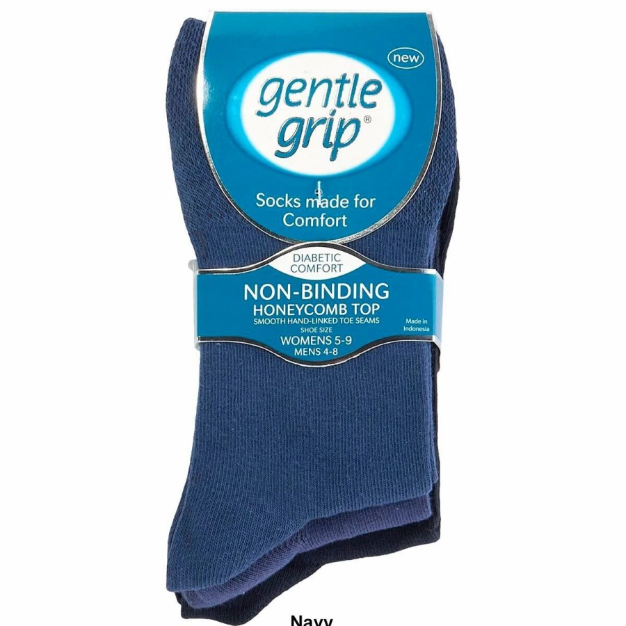 * Basics Womens Gentle Grip Cotton Diabetic Crew Socks Basics