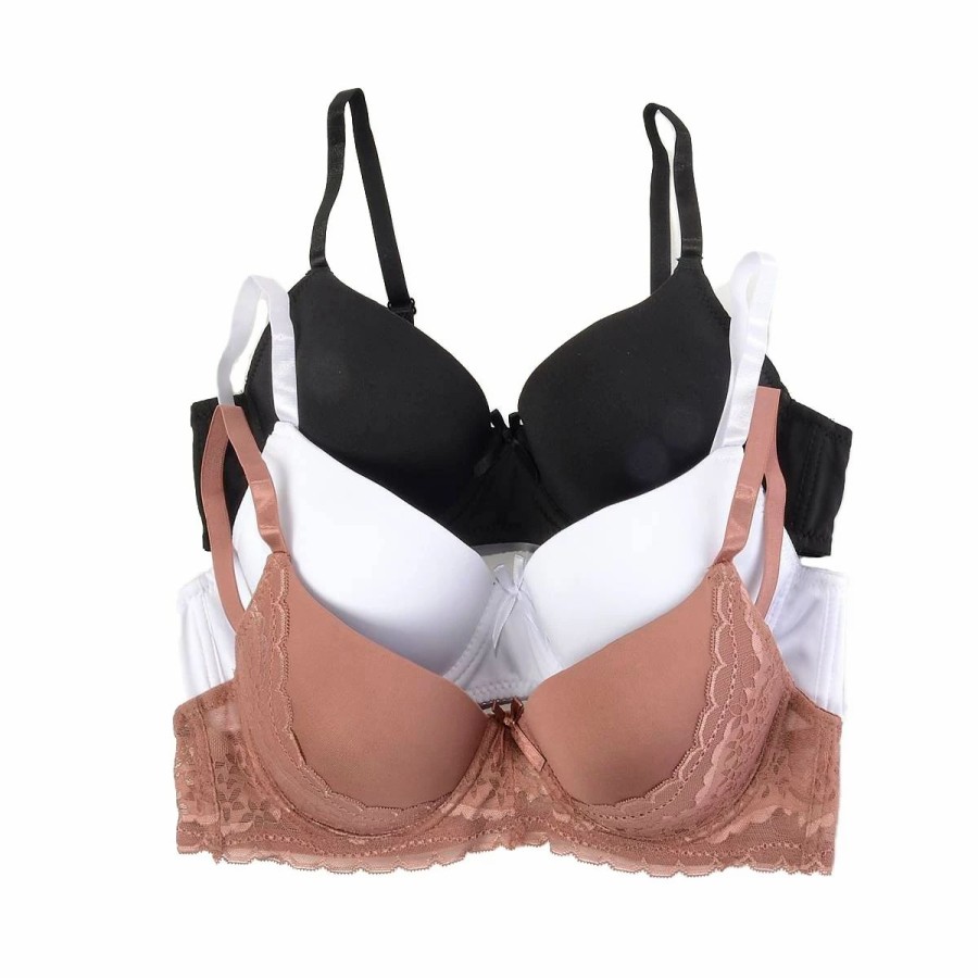 * Basics Womens Body Embrace 3Pk. Lace & Micro Push-Up Bras-Be2495-3Pkm Basics