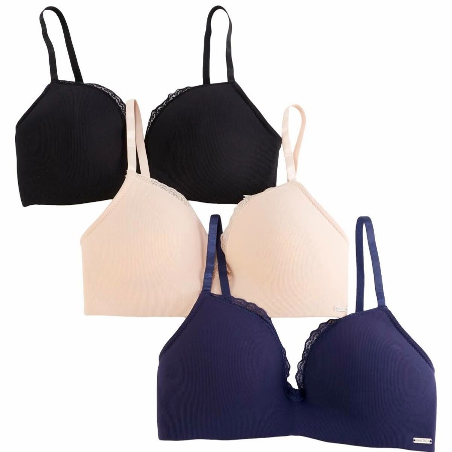 * Basics Womena Nautica 3Pk. Nylon Wire-Free Bras Nt2332-3Pkz Basics