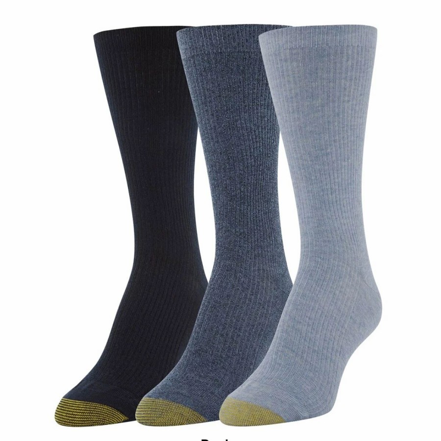 * Basics Womens Gold Toe 3Pk. Non-Binding Ribbed Crew Socks Basics