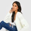 * Oversized Slouchy Cable Knit Cardigan White