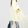 * Oversized Tassel Hem Chunky Coatigan White