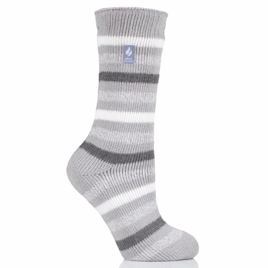 * Basics Womens Heat Holders Rosebud Multi Twist Stripe Crew Socks Basics