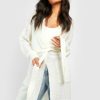 * Soft Knit Belted Long Cardigan White