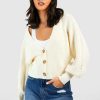 * Button Through Boxy Cardigan White