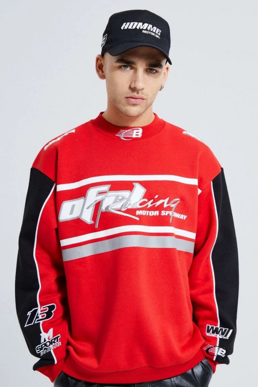 * Oversized Moto Graphic Sweatshirt Printed Sweatshirt