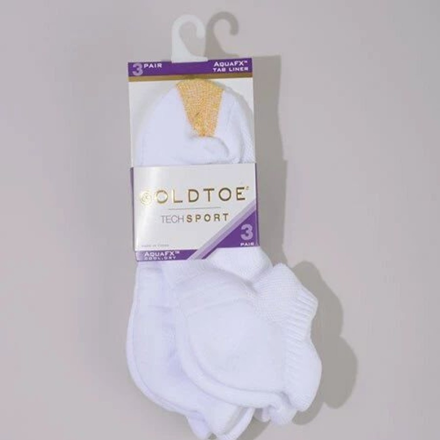 * Basics Womens Gold Toe 3Pk. Aquafx Tab Liners Basics