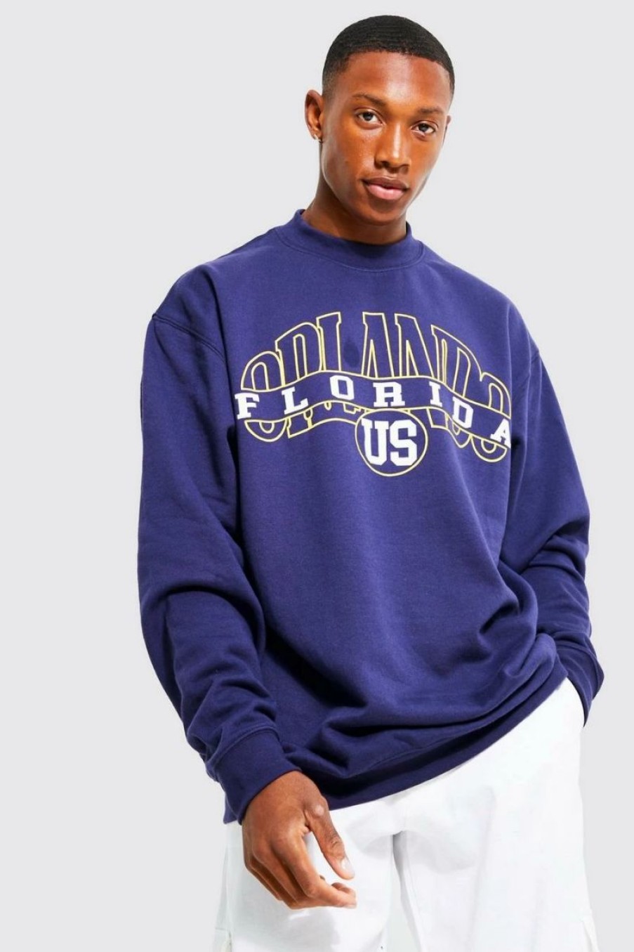 * Oversized Extended Neck Graphic Sweatshirt Printed Sweatshirt