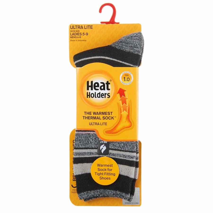 * Basics Womens Heat Holders Ultra Lite Stripe Crew Socks Basics