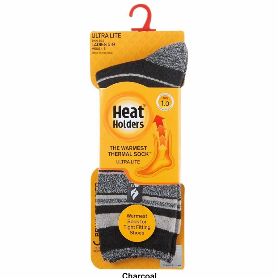 * Basics Womens Heat Holders Ultra Lite Stripe Crew Socks Basics