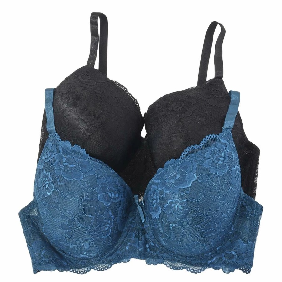 * Basics Plus Size B. Luxe 2Pk. Solid Molded Push-Up Bras Basics