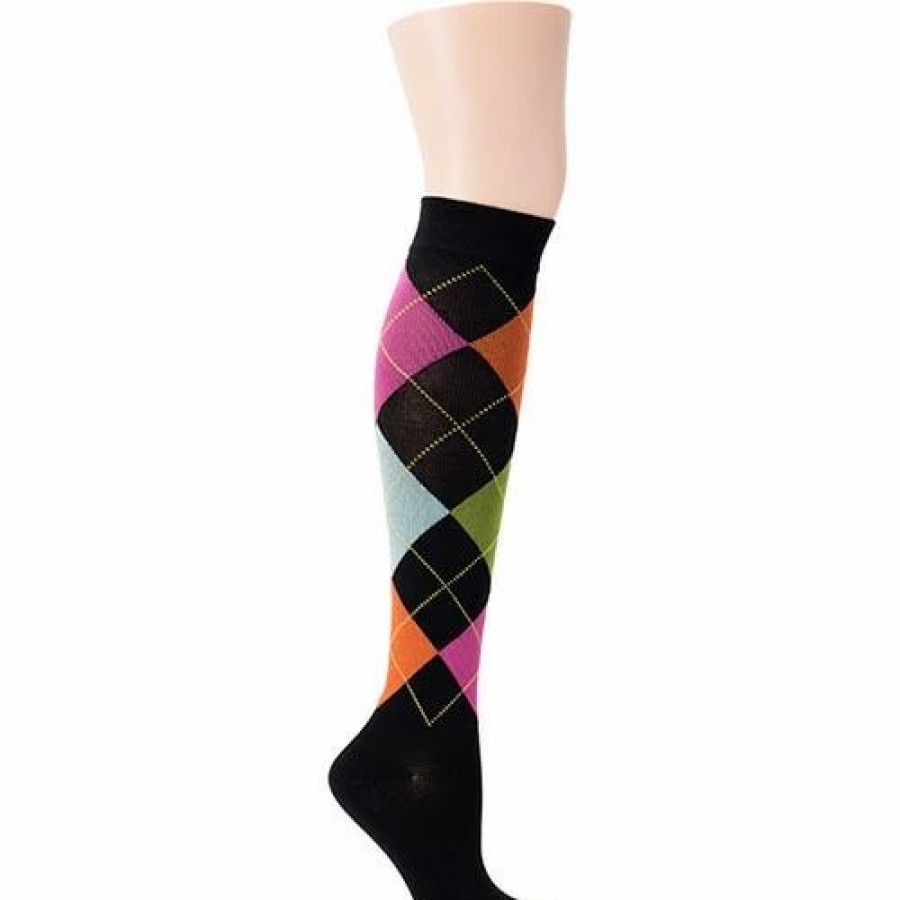 * Basics Womens Dr. Motion Compression Argyle Pattern Knee High Socks Basics