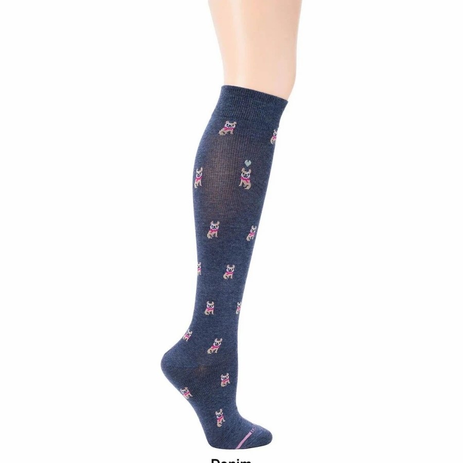 * Basics Womens Dr. Motion Compression French Bulldog Knee High Socks Basics