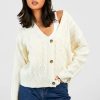 * Cable Knit Cardigan White