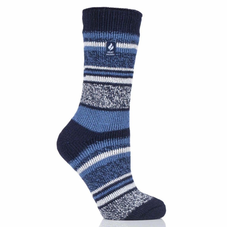 * Basics Womens Heat Holders Original Yasmine Multi Stripe Crew Socks Basics