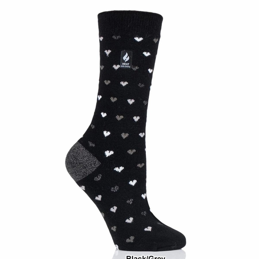 * Basics Womens Heat Holders Ultra-Lite Hearts Crew Socks Basics