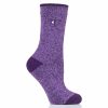 * Basics Womens Heat Holders Lite Viola Twist Crew Sock Purple Basics