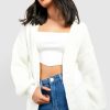 * Slouchy Balloon Sleeve Midi Cardigan White