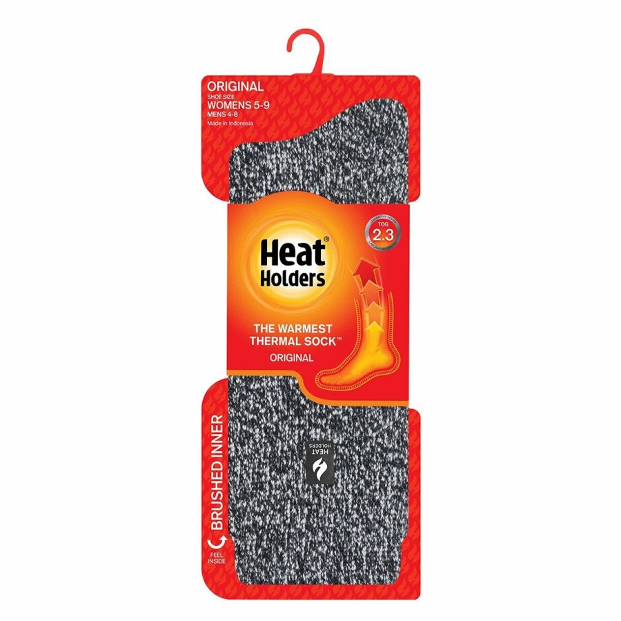 * Basics Womens Heat Holders Primrose Twist Crew Sock Black/Grey Basics