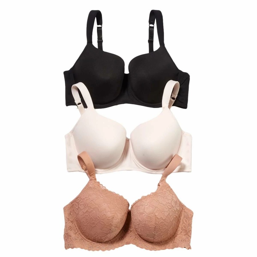 * Basics Plus Size Delta Burke 3Pk. Lace Front Underwire Bras Db5451-3Pkj Basics