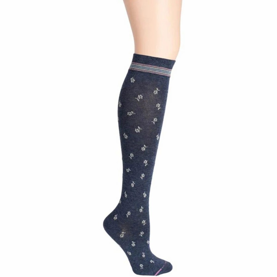 * Basics Womens Dr. Motion Tonal Ditsy Daisy Print Knee Hi Socks Basics